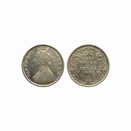 Victoria Queen, Silver, ½ Rupee, 1862, Calcutta Mint, A / II. F.Prid. 254. About Very Fine