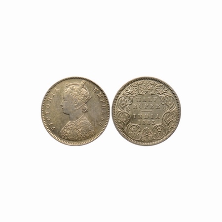 Victoria Empress, Silver, ½ Rupee, 1883, Calcutta Mint, A / I, C incuse, with toned lustre