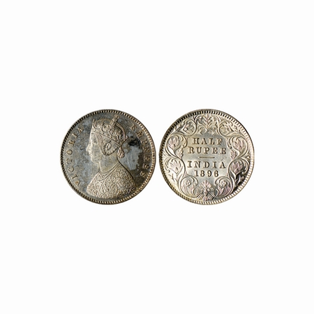 Victoria Empress, Silver, ½ Rupee, 1896, Calcutta Mint, A / I, C incuse, with original lus