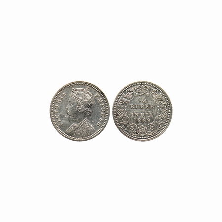 Victoria Empress, Silver, ¼ Rupee, 1889, Calcutta Mint, C / II, C incuse at bottom. Ghost 