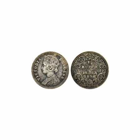 Victoria Empress, Silver, ¼ Rupee, 1896, Calcutta Mint, C / II, C incuse at bottom. F.Prid