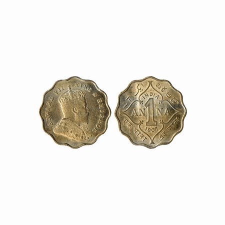 Edward VII, Cupro -Nickle, Anna, 1907, Bombay Mint, B incuse in crown, F.Prid. 926. Extra 