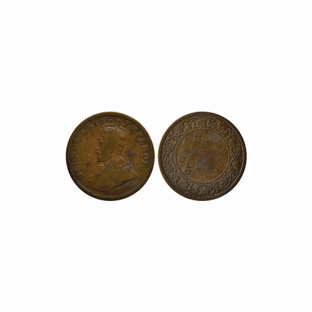 George V, Copper, Quarter Anna, 1913, Calcutta Mint, Error, reverse die rotated to 9 o'clo