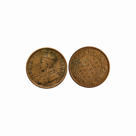 George V, Copper, Quarter Anna, 1918, Calcutta Mint, Error, reverse die rotated to 2 o'clo