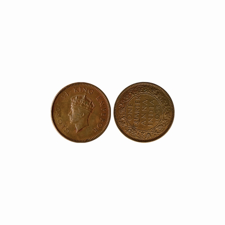 George VI, Copper, Quarter Anna, 1938, Calcutta Mint, type T / I, Error, reverse die rotat