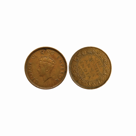 George VI, Copper, Quarter Anna, 1939, Bombay Mint, Type T / I, Error, reverse die rotated