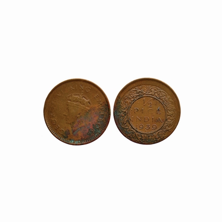 George VI, Copper, 1/12 Anna, 1939, Bombay Mint, Type T / I, Error, only reverse die shift