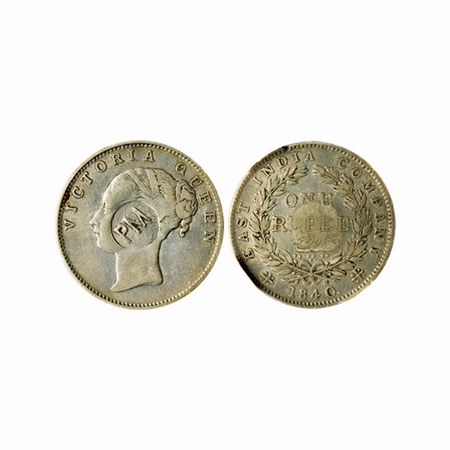 Victoria Queen, Portuguese Mozambique, Silver, Rupee, 1840, Continuous legend, PM counterm