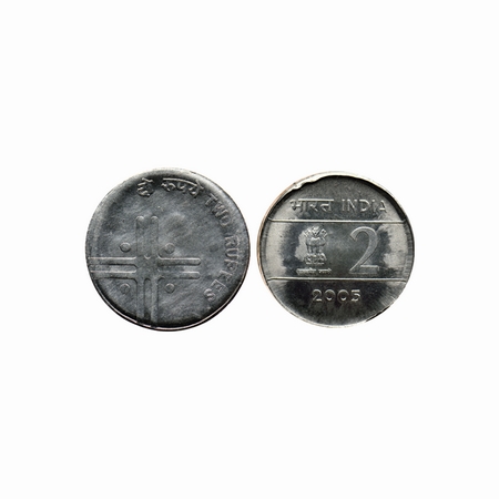 2 Rupees, 2005, 5.80gm, Steel, Error, struck on broad Flan 30.16mm, slightly over weight, 