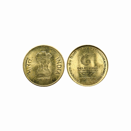 5 Rupees, 2010, Nickle-Brass, 5.93gm, Mule, XIX Commonwealth Games Delhi, without (5 rupee