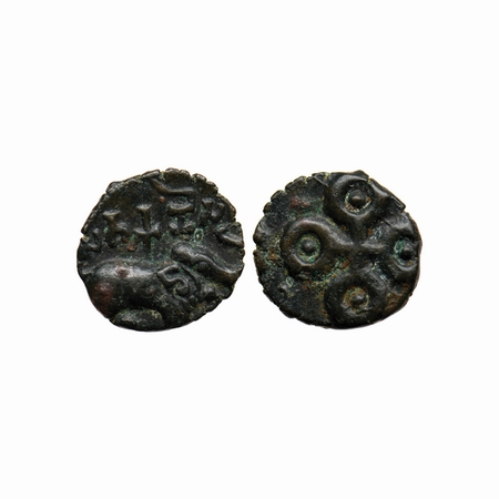 Satavahanas, Sri Satakarni, Tarhala (Vidarbha) Type, Potin, 3.70gm, Obv: Elephant walking 
