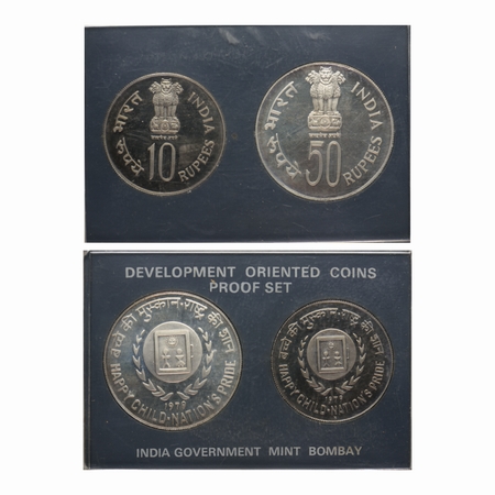 1979, Proof Set, 50 & 10 Rupees, in Acrylic case without packing and certificate, Bombay M