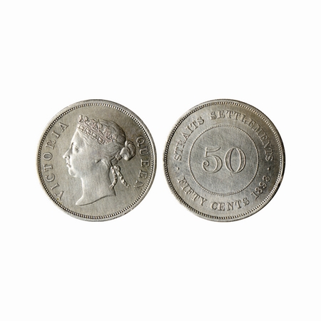 Straits Settlements, Silver 50 Cents, 13.44gm (0.800 silver), 1898 AD, Obv: Bust of Queen 
