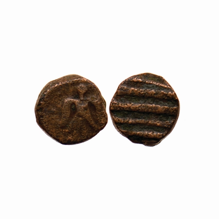 Kushano-Sasanians, Vasudeva Imitations, Copper Unit, 1.90gm, Obv: King standing facing wit