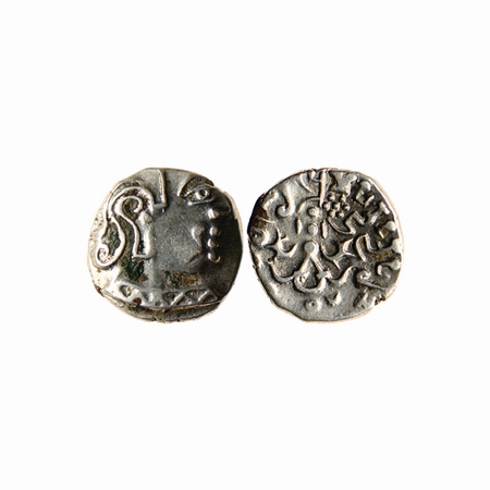 Guptas, Kumargupta, Silver Drachma, 2.05gm, Obv: Bust of king to right, Rev: Garuda facing