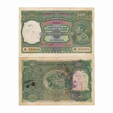 British India, George VI, 100 Rupees, (1938). Signed by C.D Deshmukh, black Serial No A84 