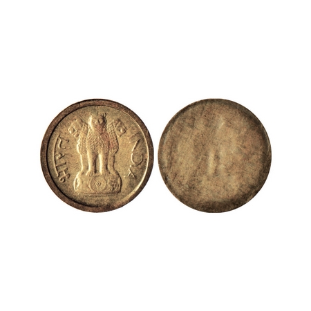 1 Pice, 1962-1964, Brass, 0.64m, Error, thin planchet, spilt planchet looks like Brokage. 