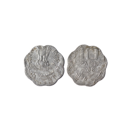 10 Paisa, 1988, Aluminium, 1.80gm, Bombay Mint, Error, Double Struck on both sides. Very F
