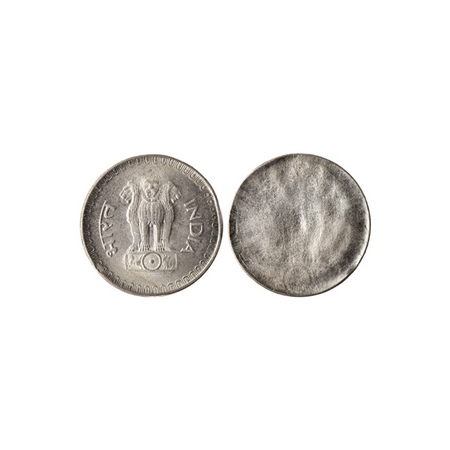25 Paise, 1972-1990, Cupronickel, 2.48gm, Error, obverse brokage and has elongated impress