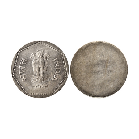 1 Rupee, 1982-1991, Cupro Nickle, 5.77gm, Error, uniface struck. Very Fine, Scarce.