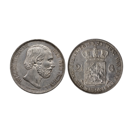 Netherland, Silver 2 1/2 Gulden (0.9450 silver), 24.93gm, 1873, Willem III Koning , Obv: B