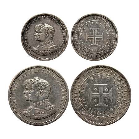 Portugal, Silver (2 coins) (0.917 silver), 1898, 400th Anniversary Discovery of India, 500