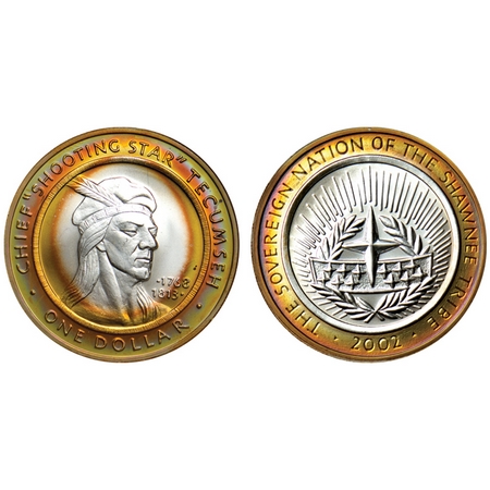 Shawnee Tribal Nation, Silver 1 Dollar, (0.9990 silver), 31.20gm, 2002, Obv: Tribal seal, 