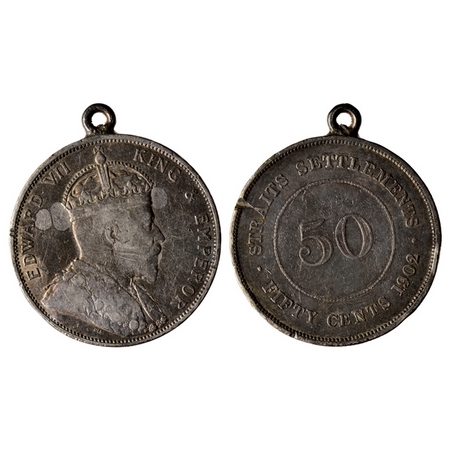 Straits Settlements, Silver 50 Cents, 13.67gm (0.800 silver), 1902, Obv: Bust of Edward VI