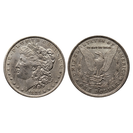 U.S.A., Silver Morgan Dollar (0.900 silver), 26.64gm, 1881 O, Obv: Portrait of Liberty, E.