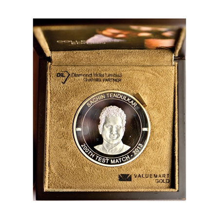 Cricket, Silver Medallic Coin, 200.00gm (999.0 Silver), Sachin-Tendulkar 200th Test Match 