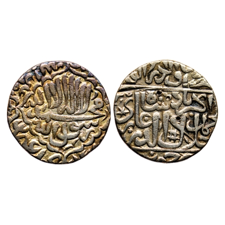 Akbar, Silver Rupee, 11.00gm, Jaunpur Mint, no date. KM 80.10. Test mark, Cleaned, Very Fi