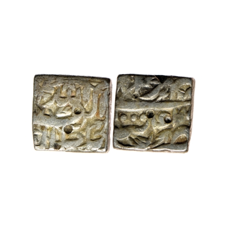 Akbar, Silver Square Rupee, 11.16gm, Tatta Mint, Ilahi Month Mihr. KM 88.7. Test marks, Fi