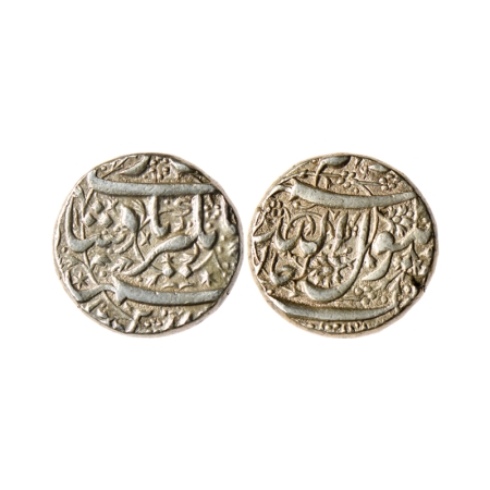 Jahangir, Silver Rupee, 11.38gm, Jalnapur Mint, Floral design on both side. KM 141.6. Test