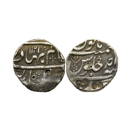 Shah Alam Bahadur, Silver Rupee, 11,48gm, Bahadurgarh (partly visible), flower symbol on r
