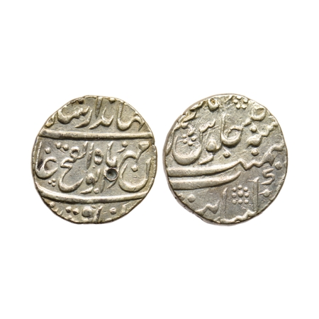 Jahandar Shah, Silver Rupee, 11.47gm, Khanbayat Mint, RY Ahd, Abu al Fath type. KM 363.15.