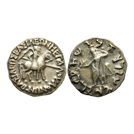 Indo-Scythians, Vonones with Spalahores, Silver Tetradrachm, 9.64gm, Obv: Diademed king on