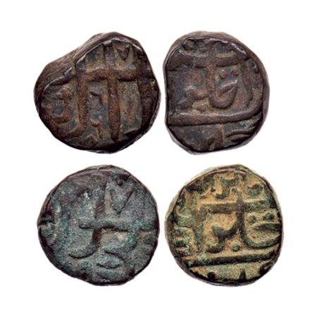 Mysore, Copper Paisa (2 Coins), Haider Ali, Haidernagar Mint, 2 different types. KM unlist