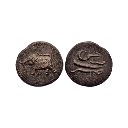 Mysore, Copper Paisa, 10.77gm, Tipu Sultan, Farrukhi Mint, AH 1217, Obv: Date & Elephant l