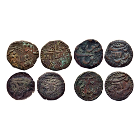Baroda, Copper Paisa (4 Coins), 7.30 / 7.72 / 7.20 / 7.30gm, Sayaji Rao II, Amreli Mint, '
