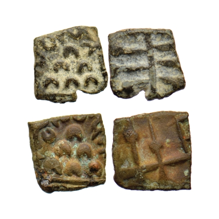 Satavahanas, Sri Satakarni, Vidarbha Region, Copper Unit (2 Coins), Obv: Six arched hill a
