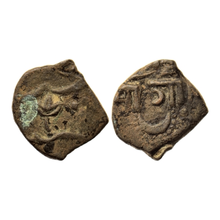 Baroda, Copper 1/4 Paisa, 2.34gm, Sayaji Rao II, Amreli Mint, 'Sa Ga' below Crescent with 