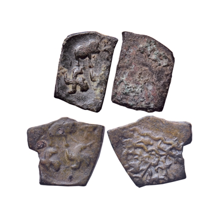 Satavahanas, Sri Sati, Vidarbha Region, Copper Unit (2), Obv: 2 Swastika & above elephant 