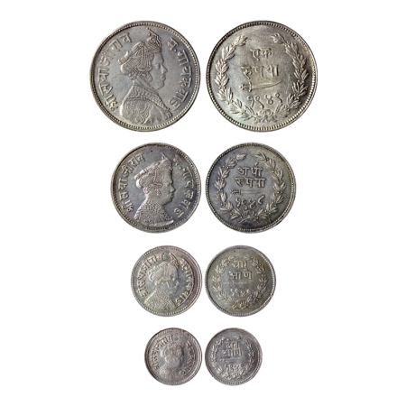 Baroda, Silver (4 Coins set), Sayaji Rao III, Rupee VS 1949, 1/2 Rupee 1948, 4 Annas 1949 