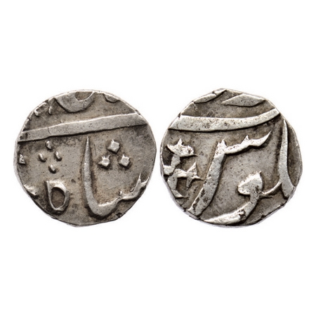 Broach, Silver 1/2 Rupee,5.69gm, Imtaya ud Daula (AH 1182-1186 / 1768-1772 AD), in the nam