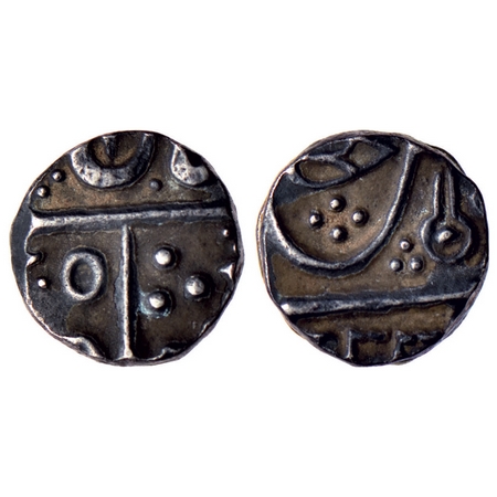 Indore, Silver 1/4 Rupee, 2.79gm, Maheshwar Mint, in the name of Shah Alam II, Bilva lead 