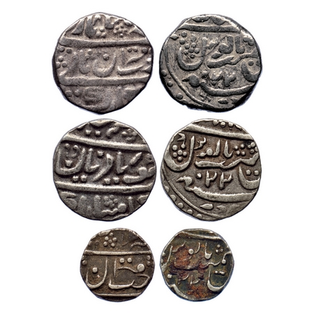 Jaisalmir, Silver Rupee, 1/2 and 1/4 Rupee (3 Coins), Ranjit Singh (AH 1263-1281; 1846-186