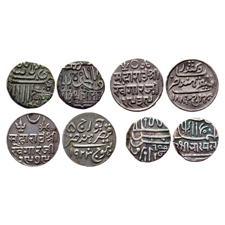 Kutch, Silver Kori (4 Coins), Godji II, Bharmalji II, Khengarji III, VS 1939/1883, 1979/19