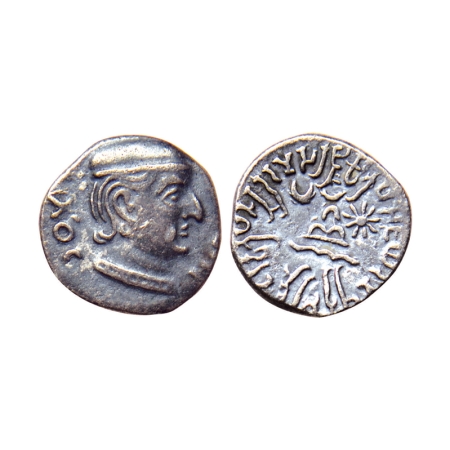 Western Kshatrapas, Rudradaman I s/o Jayadaman (c. 141-165 AD), as Mahakshatrapa, Silver D