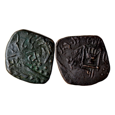 Lunavada, Copper Paisa, 7.85gm, Wakhat Singhji, open hand symbol and nagari legend, broad 