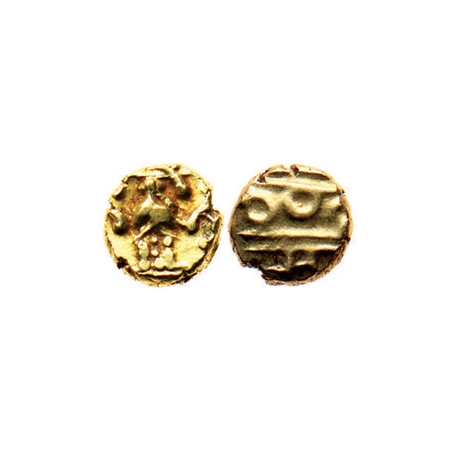 Mysore, Gold Fanam, 0.38gm, Kanthirava Narasaraja Wodeyar (c. 1638-1662 AD), Obv: Narsimha